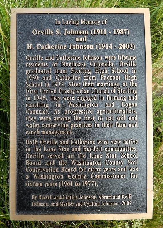Orville S. Johnson (1911-1987) and H. Catherine Johnson (1914-2003) Marker image. Click for full size.