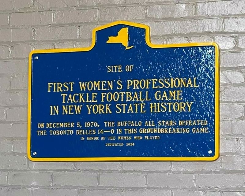 The First Women's Professional Tackle Football Game in New York State History Marker image. Click for full size.