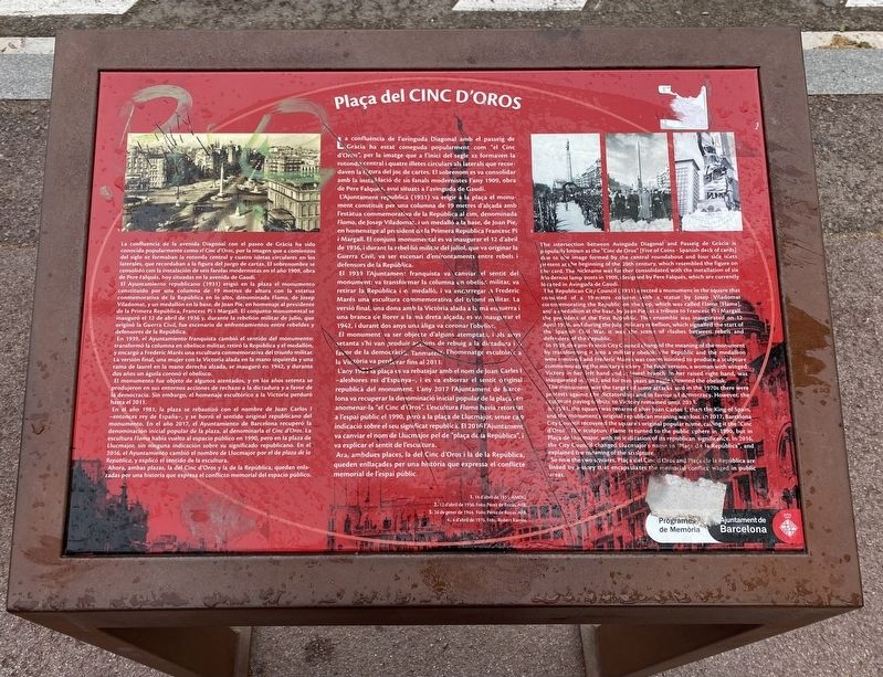 Pla�a del Cinc d�Oros Marker image. Click for full size.