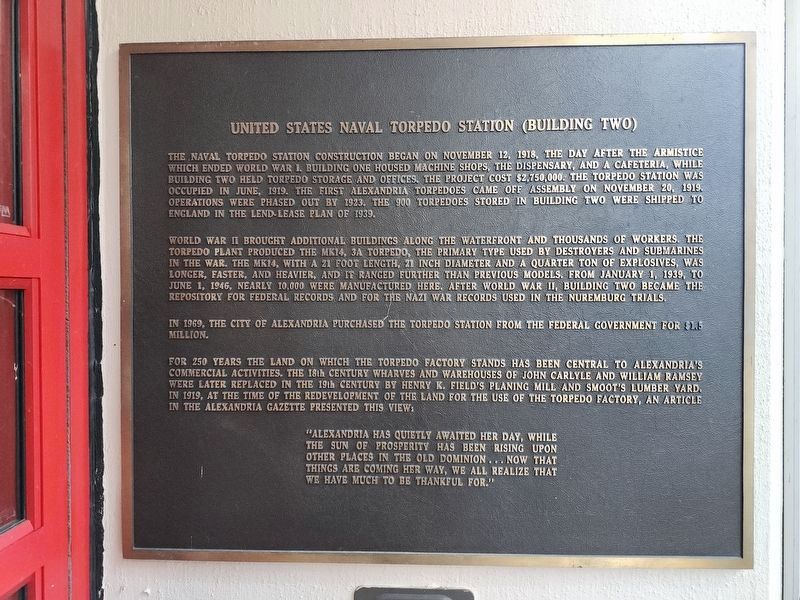 United States Naval Torpedo Station (Building Two) Marker image. Click for full size.