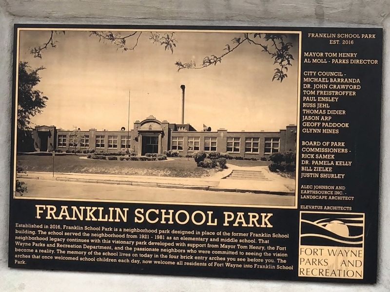 Franklin School Park Marker. Click for full size. Franklin School Park Marker image. Click for full size.