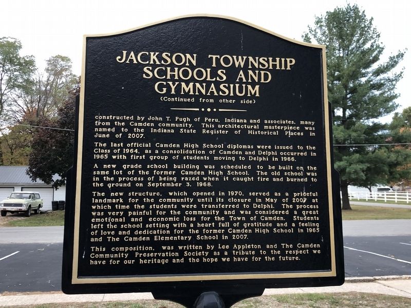 Jackson Township Schools and Gymnasium Marker, Side Two. Click for full size. Jackson Township Schools and Gymnasium Marker, Side Two image. Click for full size.
