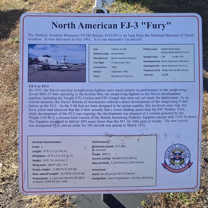 North American FJ-3 "Fury" Marker. Click for full size. North American FJ-3 "Fury" Marker image. Click for full size.