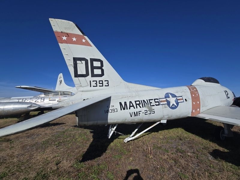 North American FJ-3 "Fury" tail section with serial #141393 as referenced in marker. Click for full size. North American FJ-3 "Fury" tail section with serial #141393 as referenced in marker image. Click for full size.