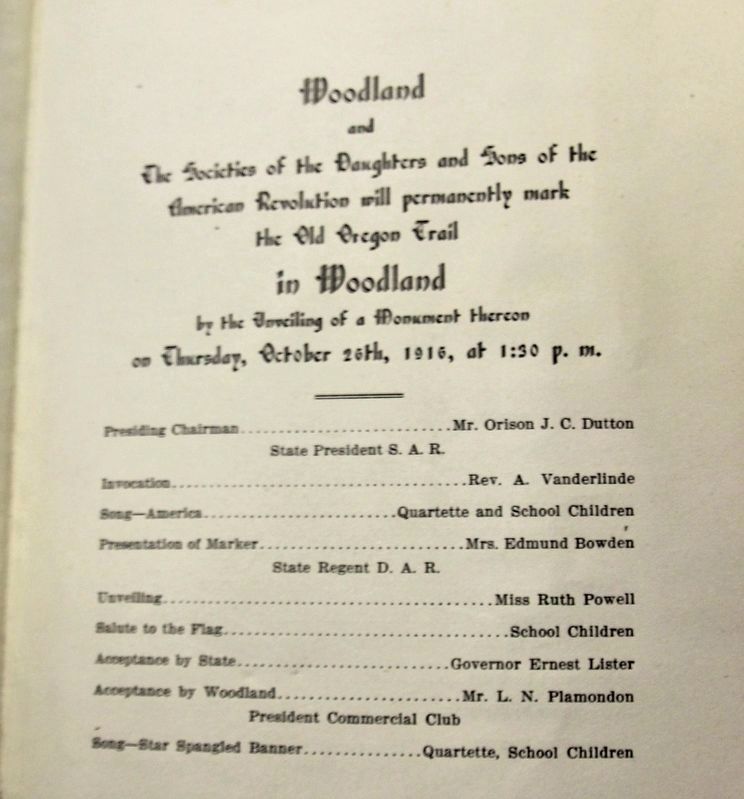 1916 dedication program. Click for full size. 1916 dedication program image. Click for full size.