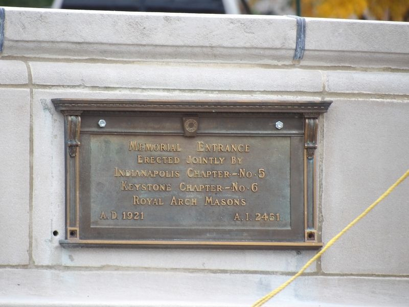 Indiana Masonic Home Memorial Arch plaque image. Click for full size.