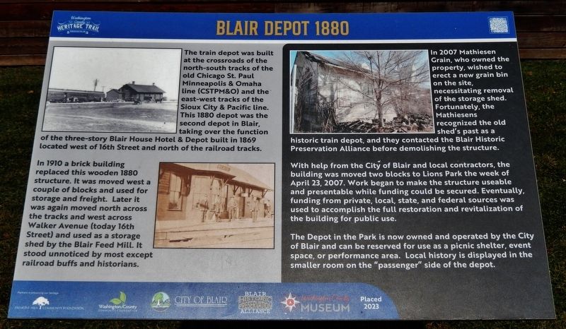 Blair Depot 1880 Marker image. Click for full size.