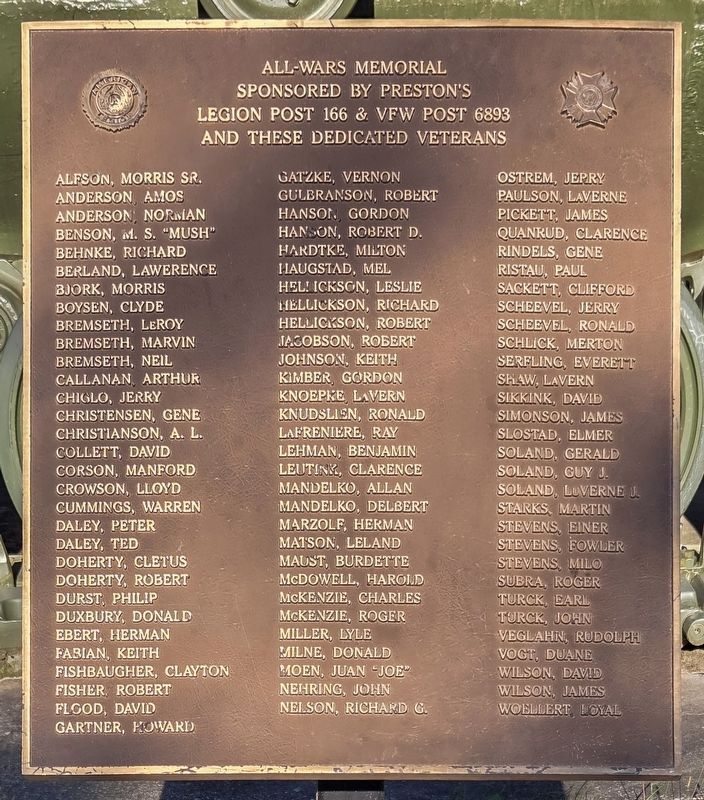 Preston All-Wars Memorial Marker. Click for full size. Preston All-Wars Memorial Marker image. Click for full size.