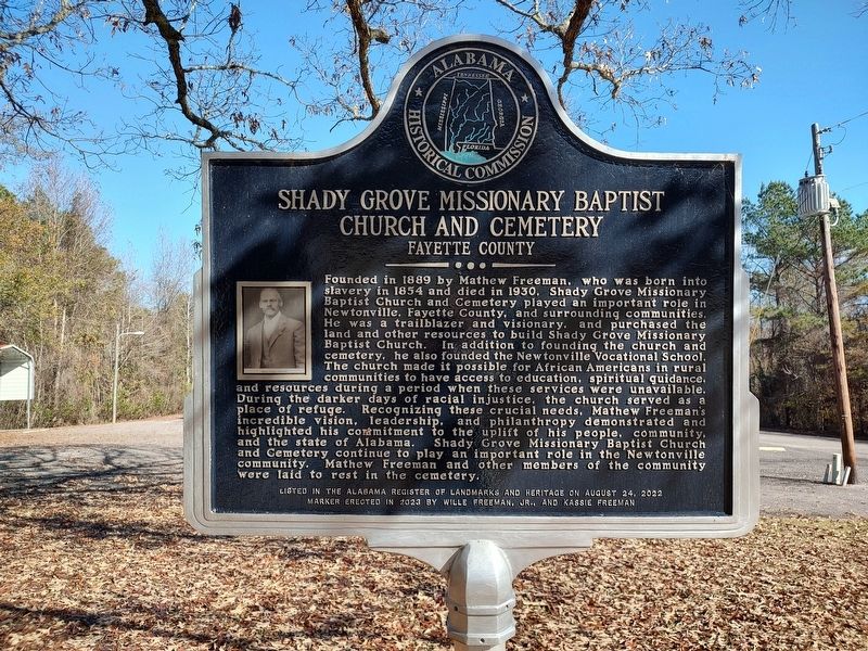 Shady Grove Missionary Baptist Church and Cemetery Marker image. Click for full size.