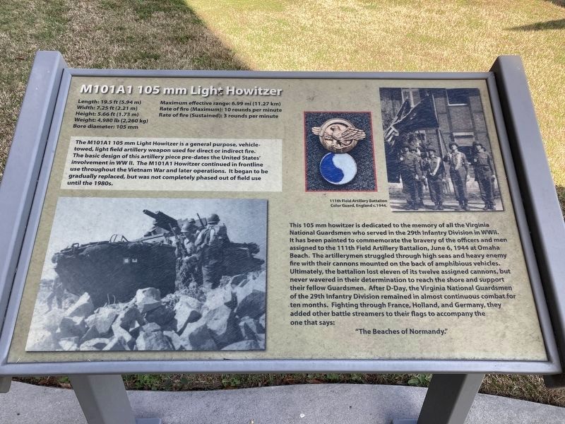 M101A1 105 mm Light Howitzer Marker. Click for full size. M101A1 105 mm Light Howitzer Marker image. Click for full size.