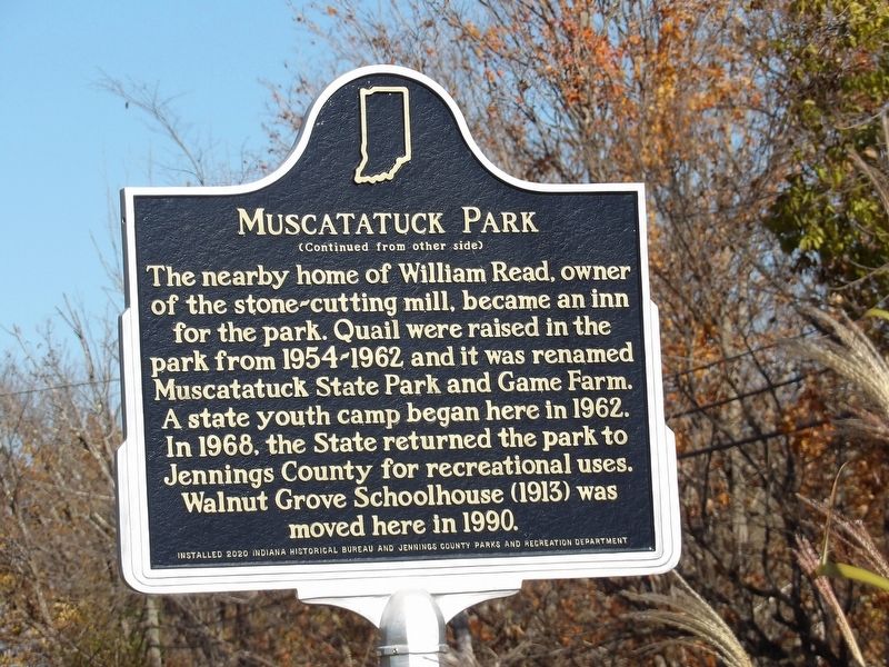 Muscatatuck Park Marker, Side Two image. Click for full size.