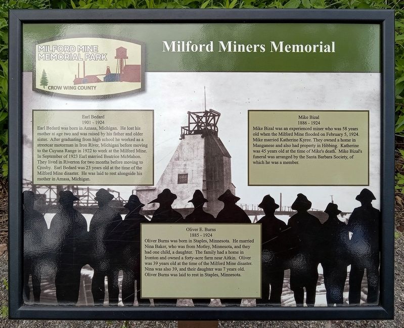 Milford Miners Memorial Marker image. Click for full size.