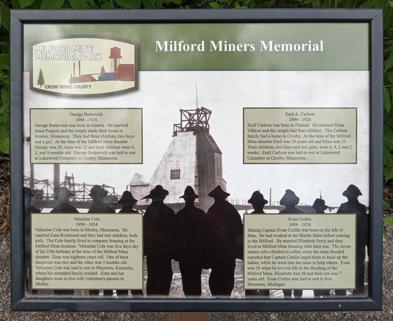 Milford Miners Memorial Marker image. Click for full size.