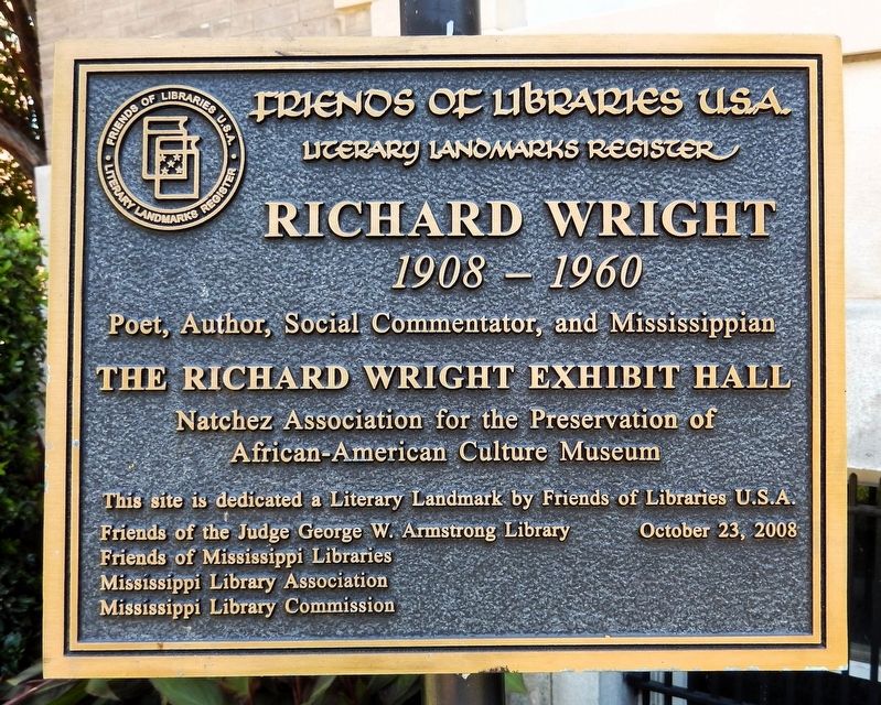 Richard Wright 1908-1960 Marker. Click for full size. Richard Wright 1908-1960 Marker image. Click for full size.