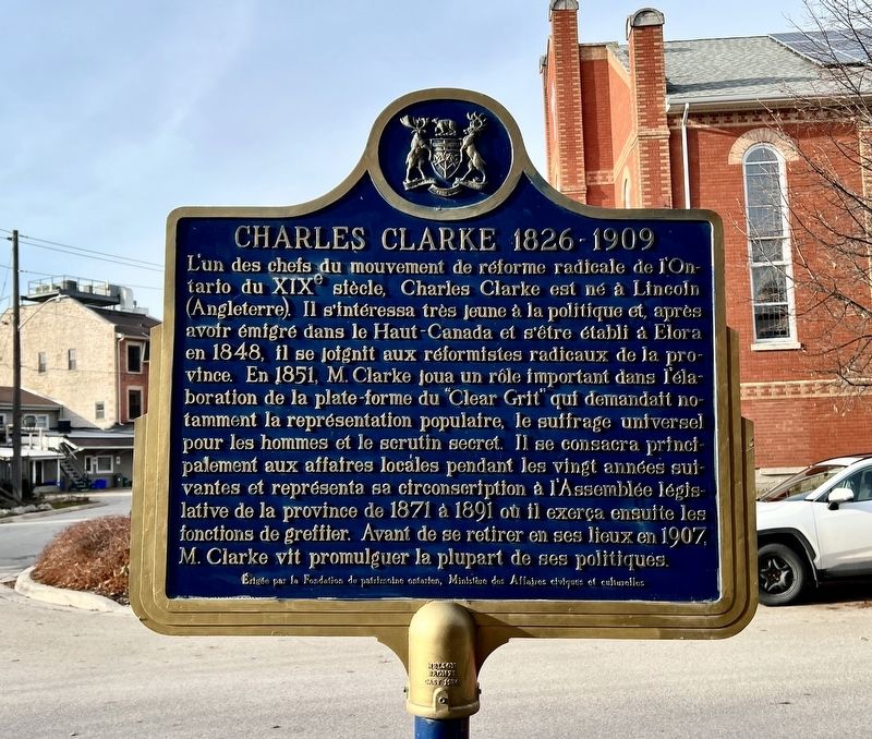 Charles Clarke 1826-1909 Marker [fran�ais] image. Click for full size.