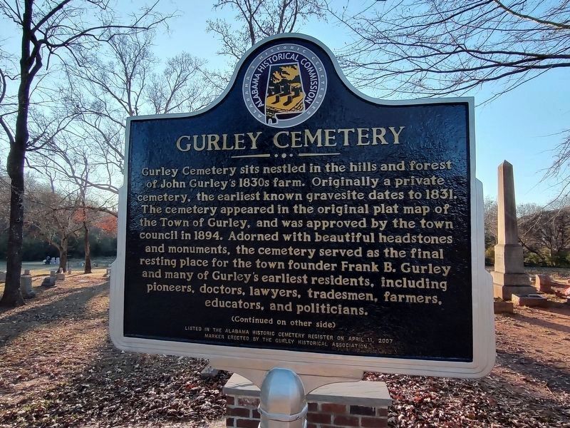 Gurley Cemetery Marker image. Click for full size.