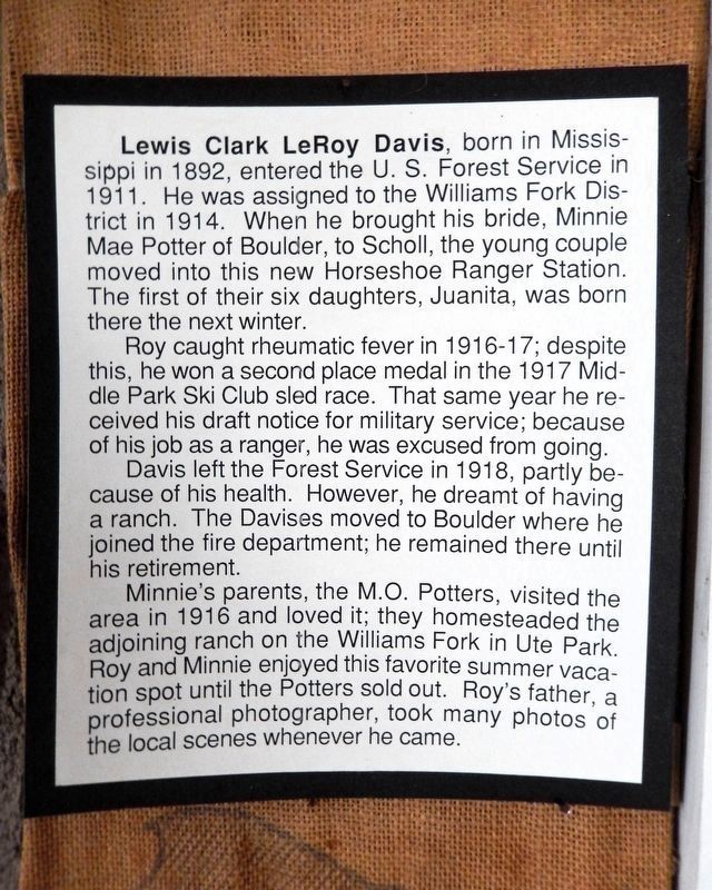 Ranger Station History<br>(<i>on wall inside house</i>). Click for full size. Ranger Station History<br>(<i>on wall inside house</i>) image. Click for full size.
