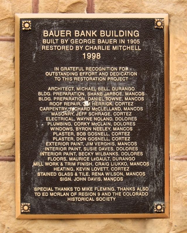 Bauer Bank Building Marker image. Click for full size.