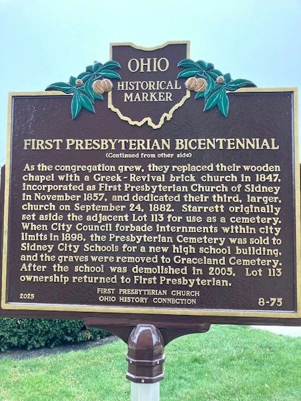 First Presbyterian Bicentennial Marker [Back] image. Click for full size.