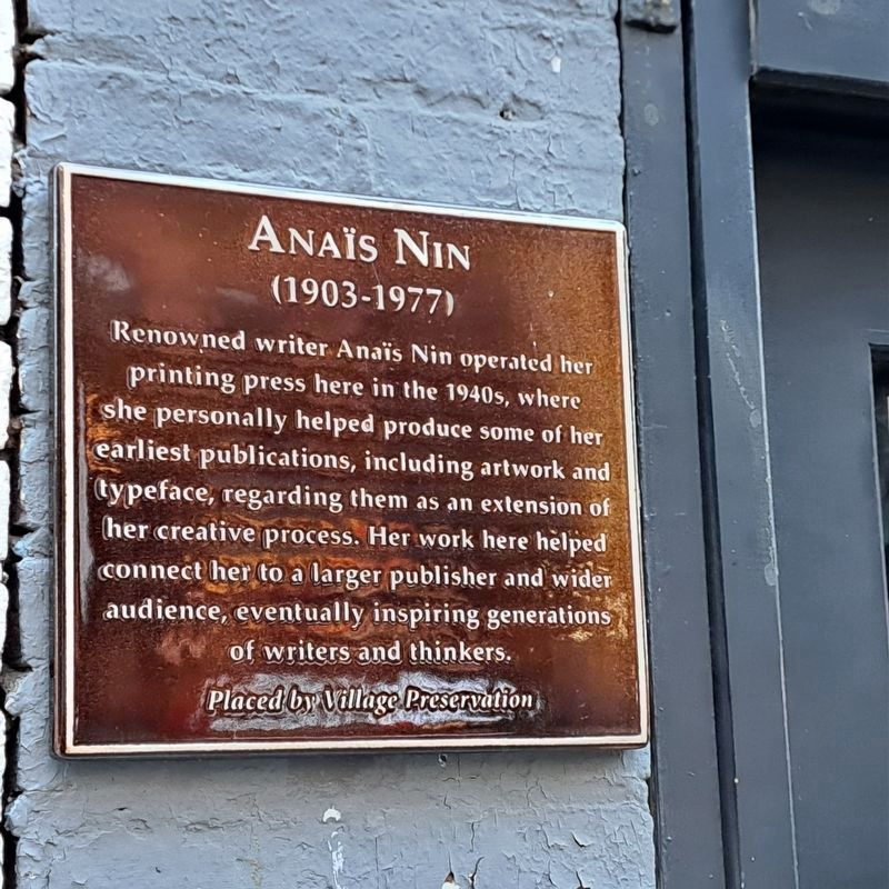 Ana�s Nin Print Shop Marker image. Click for full size.