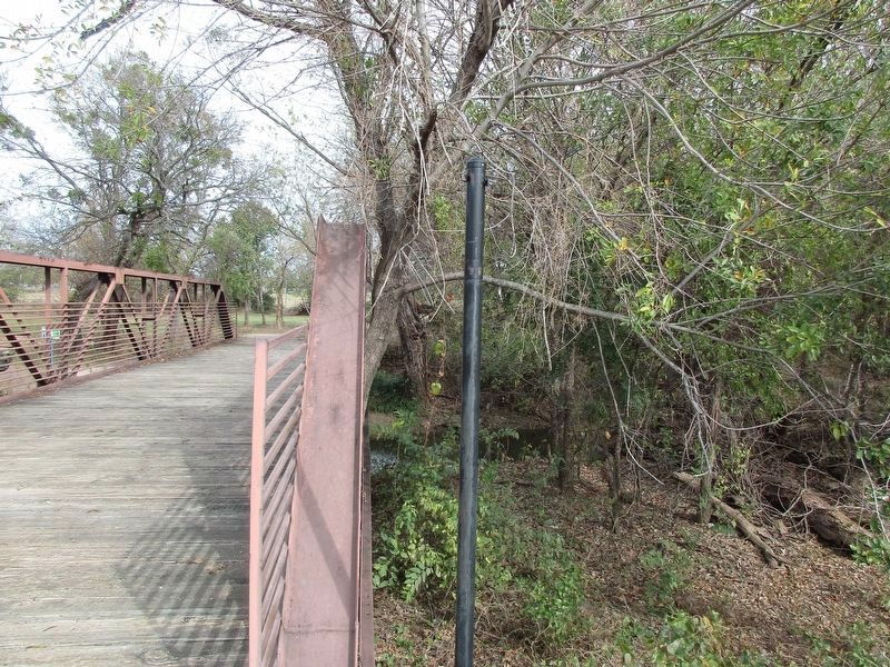 Missing County Line Road Bridge at Denton Creek Marker. Click for full size. Missing County Line Road Bridge at Denton Creek Marker image. Click for full size.