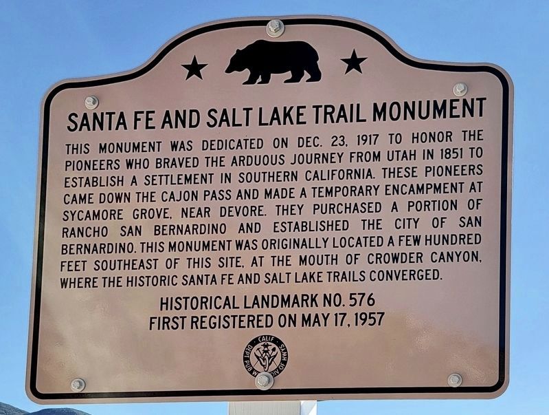 Santa Fe and Salt Lake Trail Marker image. Click for full size.