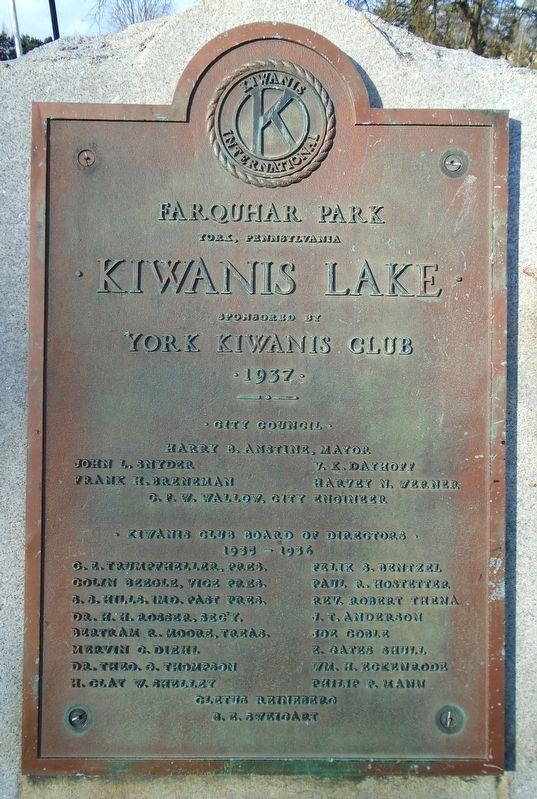 Kiwanis Lake Marker. Click for full size. Kiwanis Lake Marker image. Click for full size.