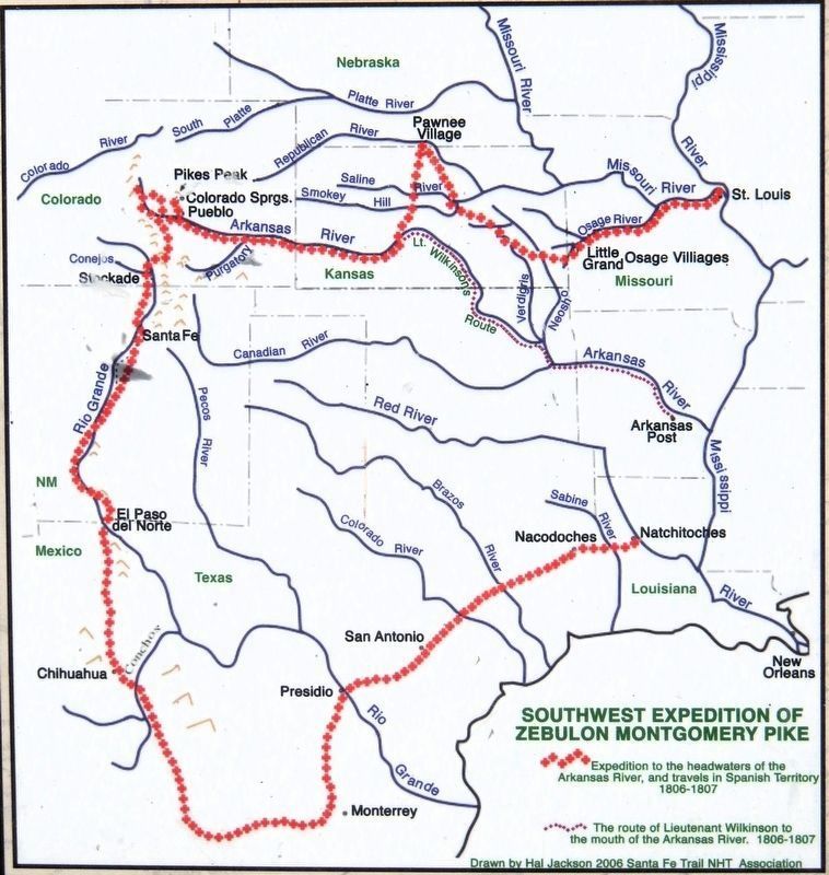 Marker detail: Southwest Expedition of Zebulon Montgomery Pike image. Click for full size.