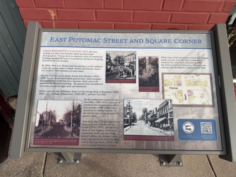 East Potomac Street and Square Corner Marker image. Click for full size.