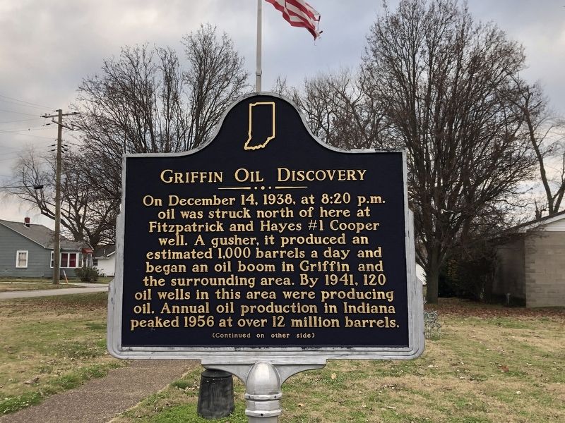 Griffin Oil Discovery Marker, Side One. Click for full size. Griffin Oil Discovery Marker, Side One image. Click for full size.