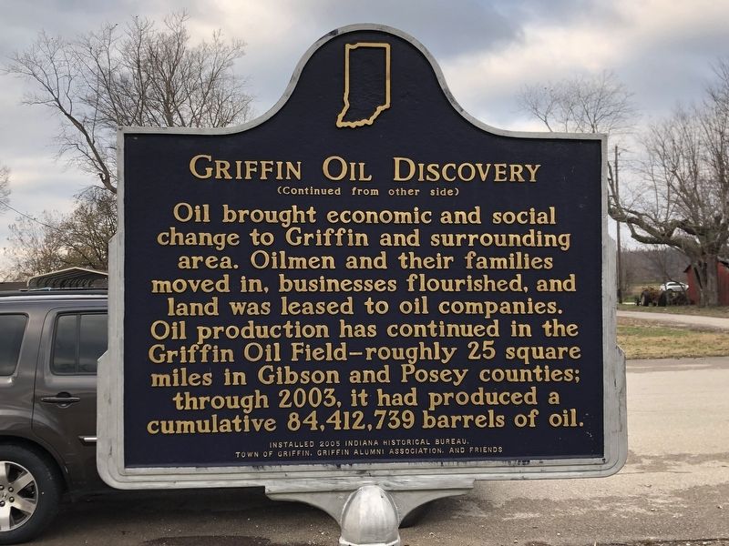 Griffin Oil Discovery Marker, Side Two. Click for full size. Griffin Oil Discovery Marker, Side Two image. Click for full size.