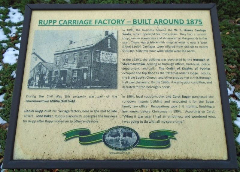 Rupp Carriage Factory Marker. Click for full size. Rupp Carriage Factory Marker image. Click for full size.