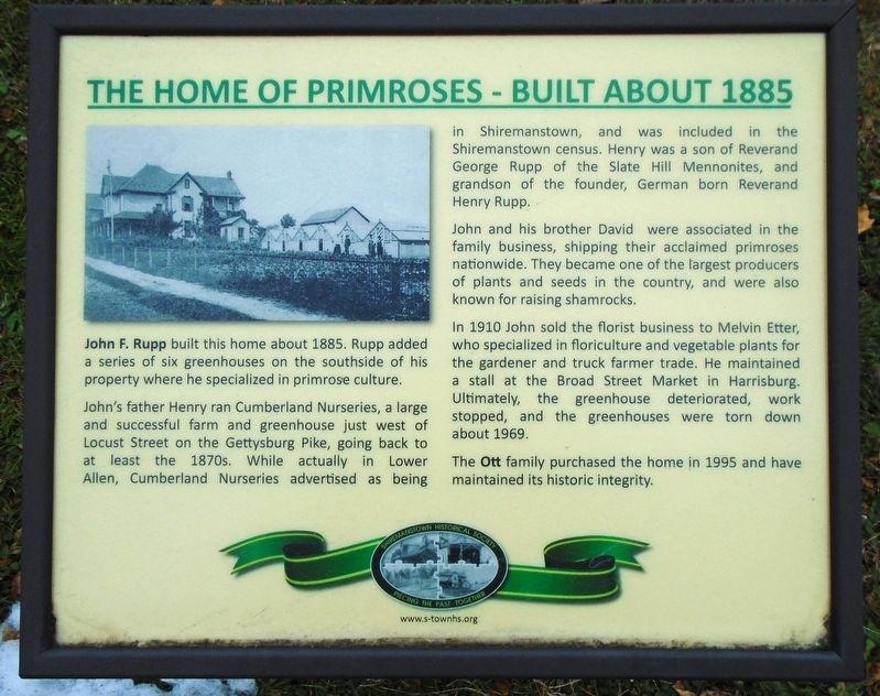 The Home of Primroses - Built About 1885 Marker. Click for full size. The Home of Primroses - Built About 1885 Marker image. Click for full size.