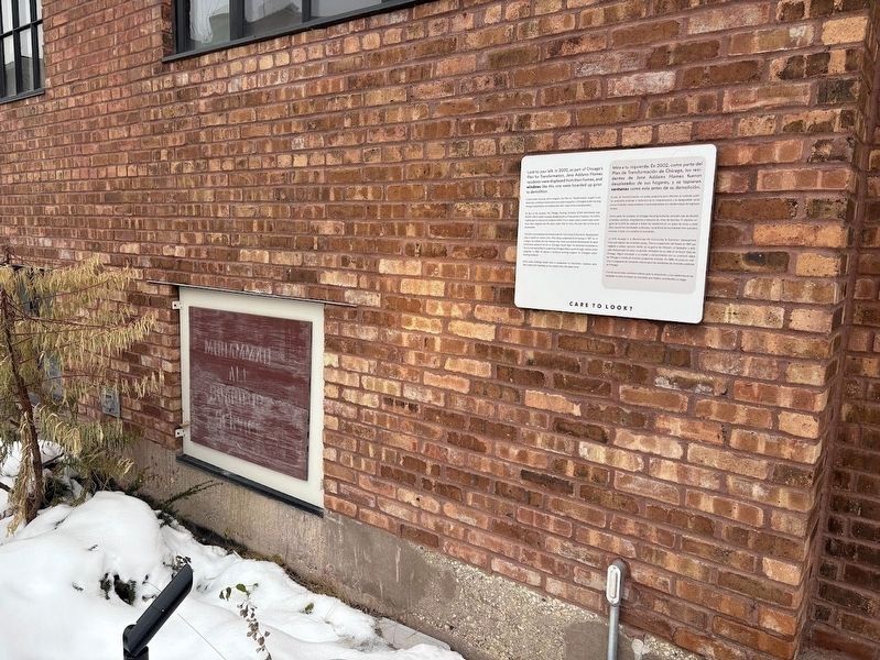 The historical marker and the Muhammad Ali-branded boarded-up window image. Click for full size.