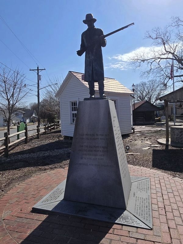 Cherryville New Year's Shooters statue at J. Ralph Beam Jr. Heritage Park in Cherryville image. Click for full size.