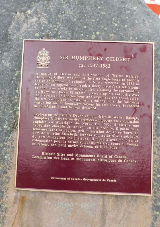 Sir Humphrey Gilbert Marker. Click for full size. Sir Humphrey Gilbert Marker image. Click for full size.