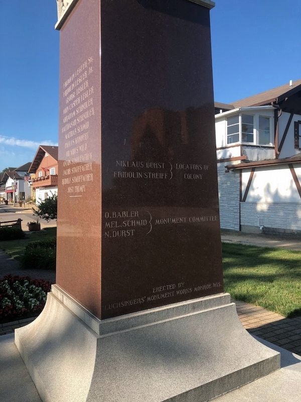 Swiss Pioneers Monument: Rear and right side. Click for full size. Swiss Pioneers Monument: Rear and right side image. Click for full size.