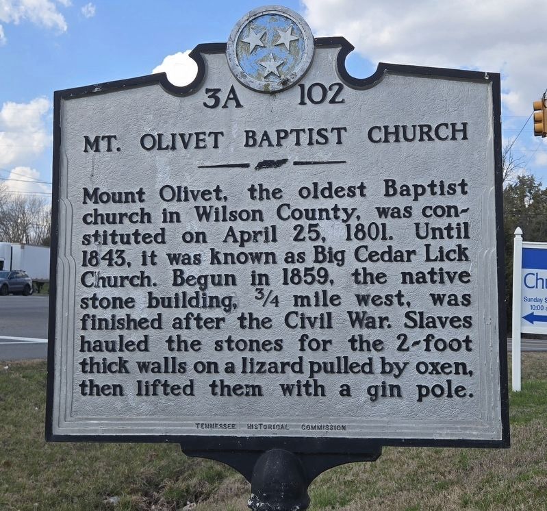 Mt. Olivet Baptist Church Marker closeup image. Click for full size.