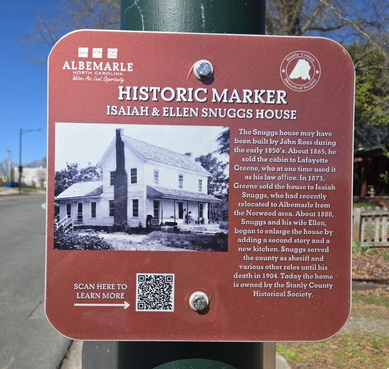Isaiah & Ellen Snuggs House Marker. Click for full size. Isaiah & Ellen Snuggs House Marker image. Click for full size.