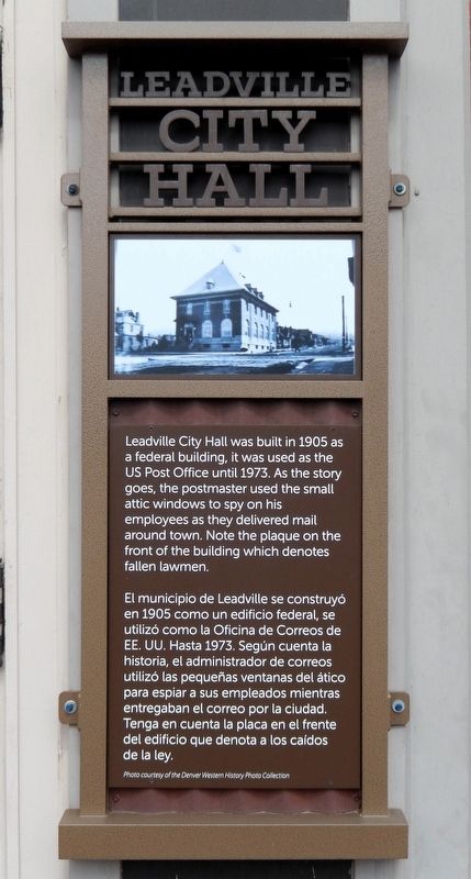 Leadville City Hall Marker. Click for full size. Leadville City Hall Marker image. Click for full size.