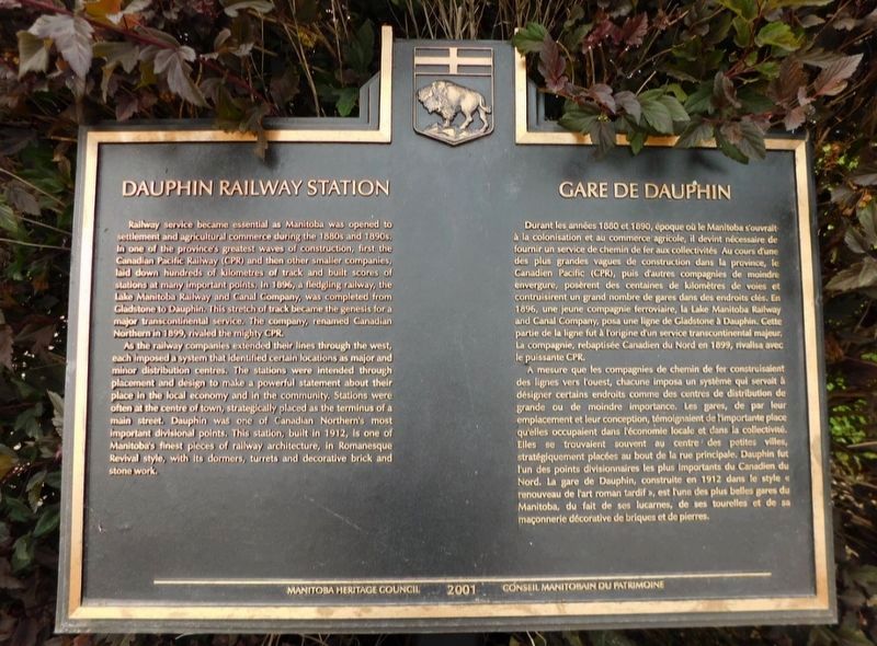 Dauphin Railway Station Marker. Click for full size. Dauphin Railway Station Marker image. Click for full size.