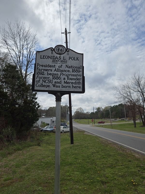 Leonidas L. Polk Marker looking west towards Williams Street (NC 218). Click for full size. Leonidas L. Polk Marker looking west towards Williams Street (NC 218) image. Click for full size.