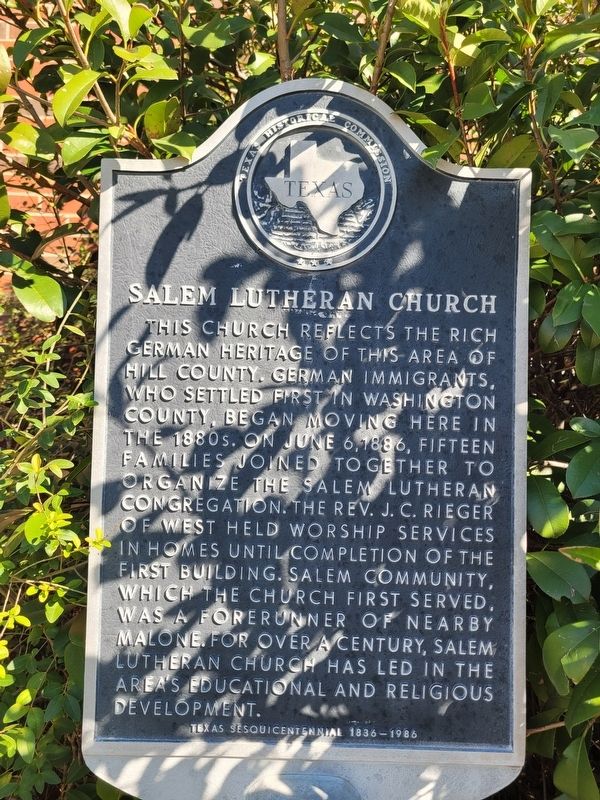 Salem Lutheran Church Marker. Click for full size. Salem Lutheran Church Marker image. Click for full size.