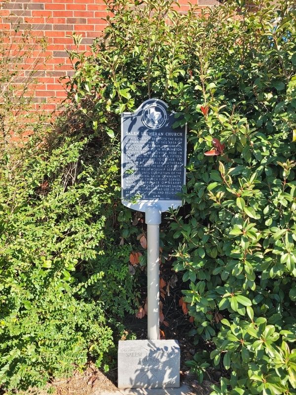 Salem Lutheran Church Marker. Click for full size. Salem Lutheran Church Marker image. Click for full size.