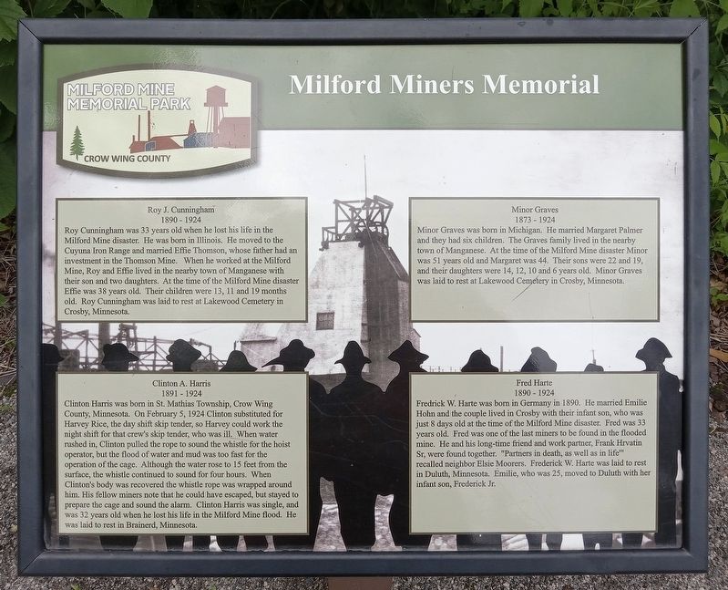 Milford Miners Memorial Marker image. Click for full size.