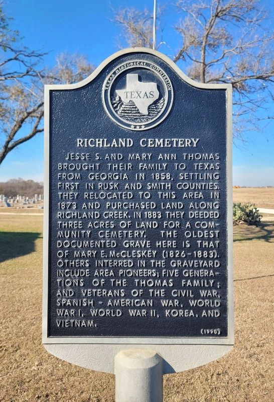 Richland Cemetery Marker. Click for full size. Richland Cemetery Marker image. Click for full size.