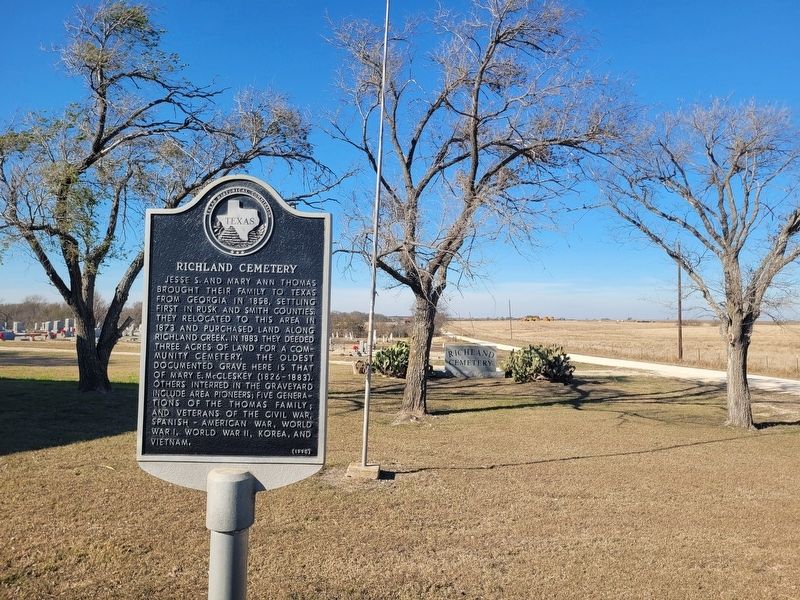 The view of the Richland Cemetery and Marker. Click for full size. The view of the Richland Cemetery and Marker image. Click for full size.