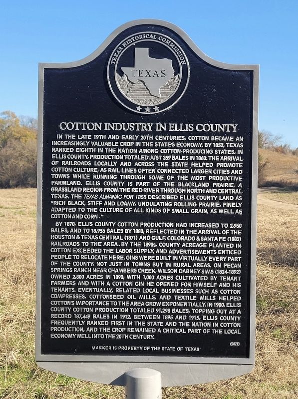 Cotton Industry in Ellis County Marker image. Click for full size.