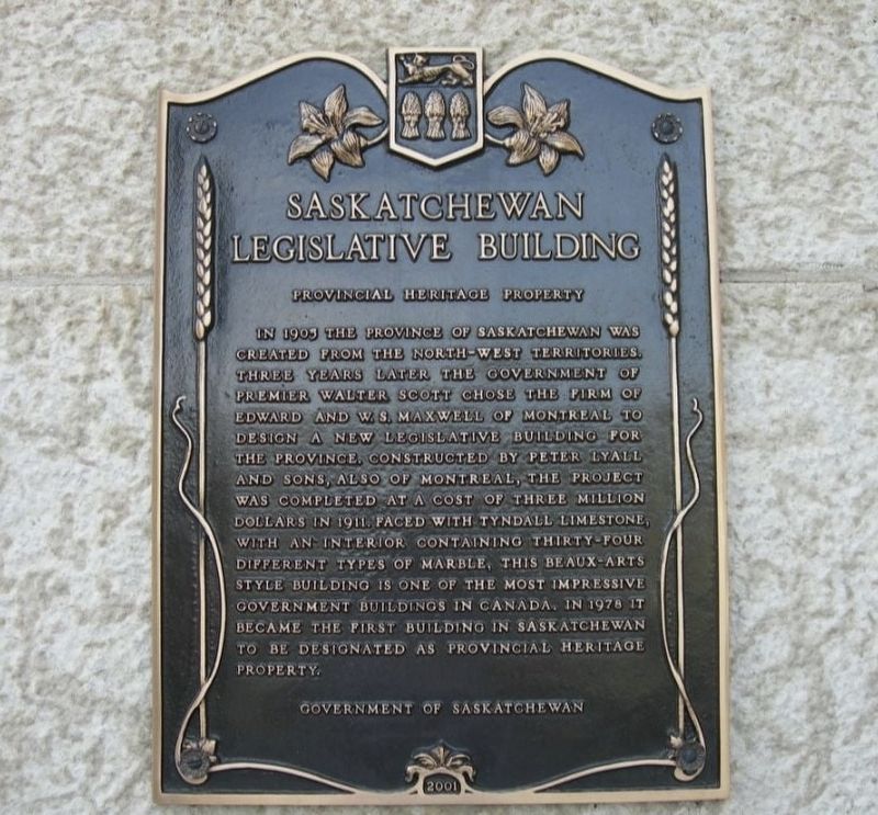 Saskatchewan Legislative Building Marker. Click for full size. Saskatchewan Legislative Building Marker image. Click for full size.