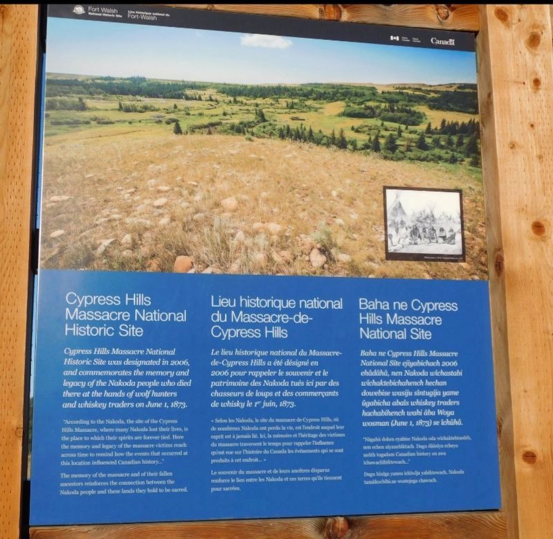 Cypress Hills Massacre National Historic Site Marker image. Click for full size.